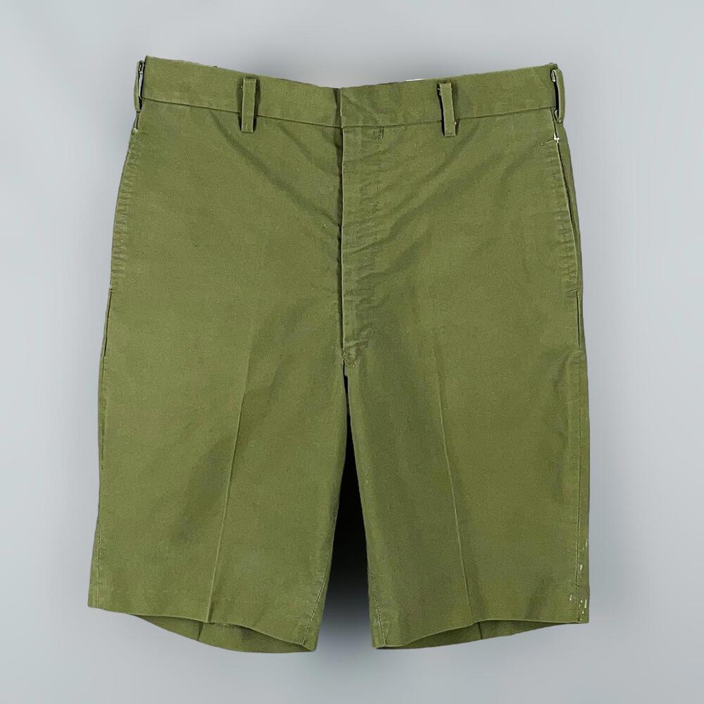 Vintage Boys Campus Olive Green Shorts Never Iron Size 16